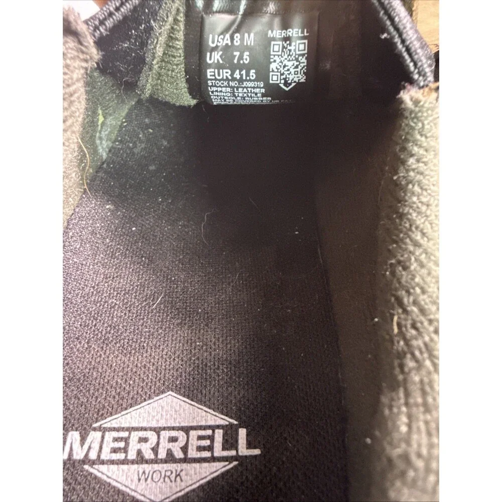 Merrell Work Men’s Jungle Moc Leather Composite Toe Slip on Work shoes Brown 8